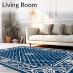 Classic Blue White Medallion Ornamental Rug