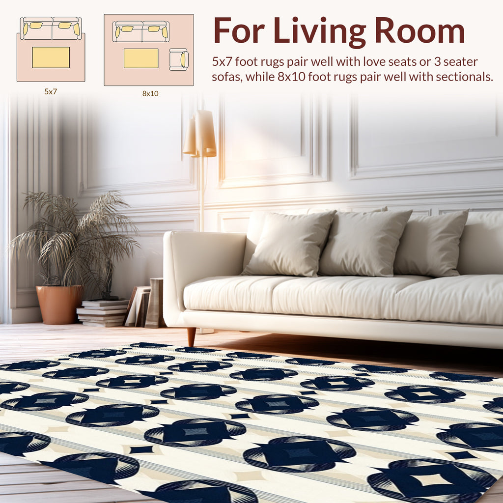 Art Deco Inspired Oval Patterned Design Rug