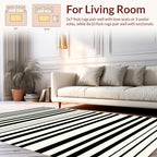 Bold Black White Striped Design Rug