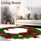 Crimson Bow Festive Greenery Ornaments Rug