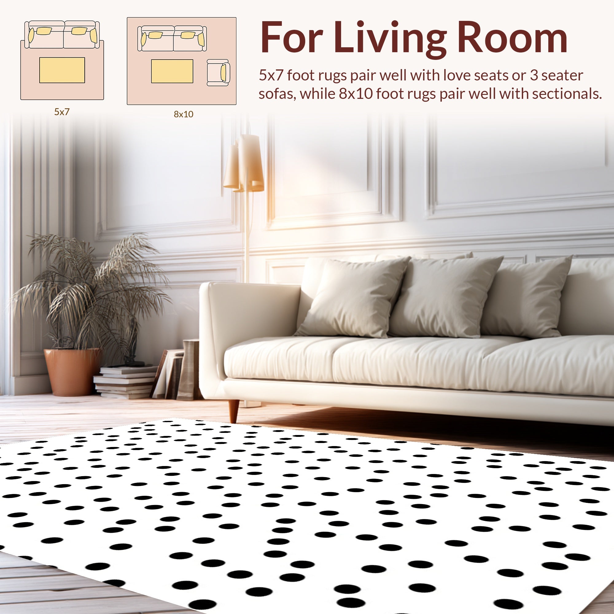 Scattered Black Dot Pattern Rug