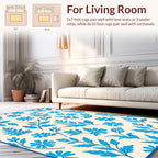 Blue Floral Branch Pattern Rug