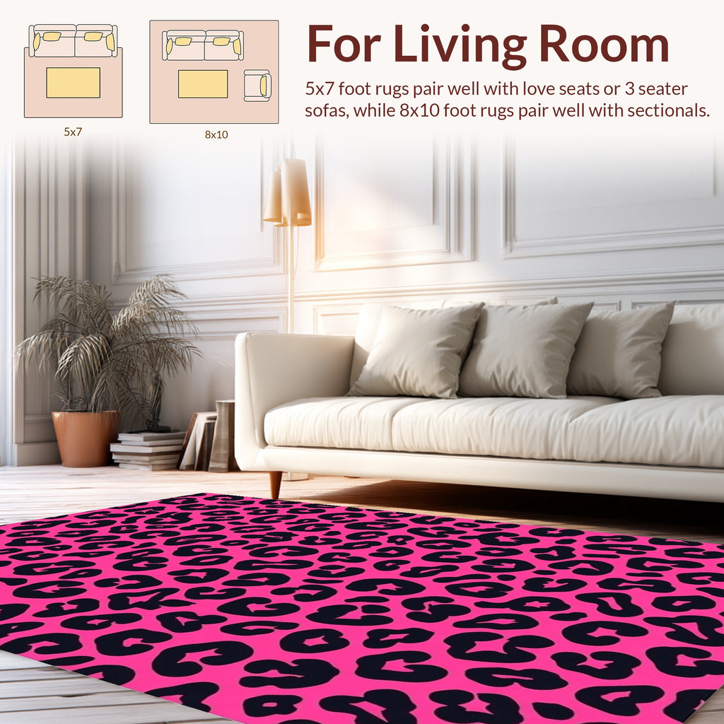 Hot Pink Black Animal Print Rug