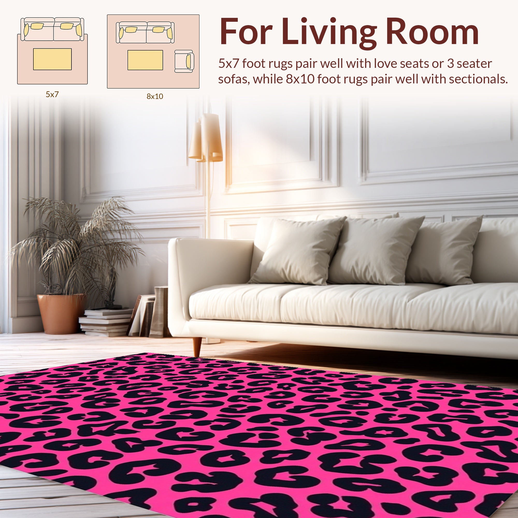 Hot Pink Black Animal Print Rug