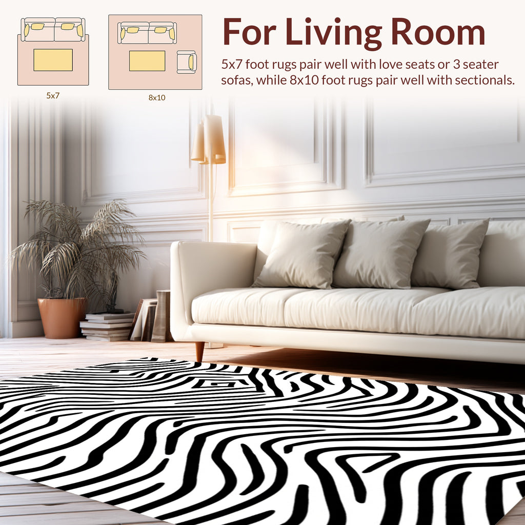 Monochrome Abstract Zebra Print Rug