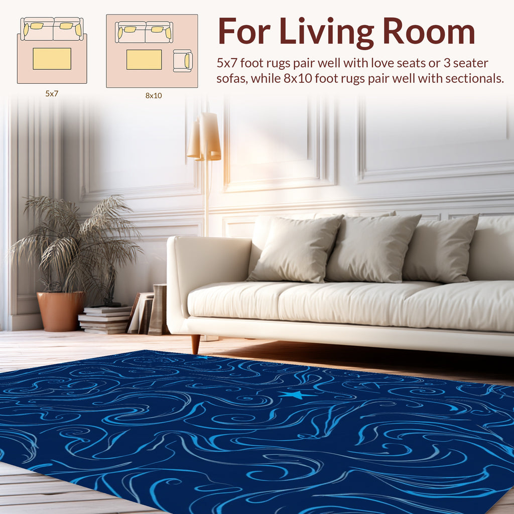 Abstract Swirls Stars Pattern Rug