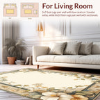 Cream Floral Vine Patterned Rug