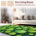 Nature Green Lily Pad Insects Pattern Rug