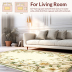 Cream Floral Vines Scroll Pattern Rug