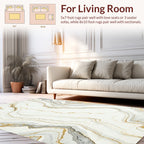 White Marble Abstract Gold Vein Rug