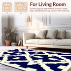 Navy Ivory Ornate Geometric Pattern Rug
