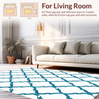 Teal Arabesque Patterned Rug