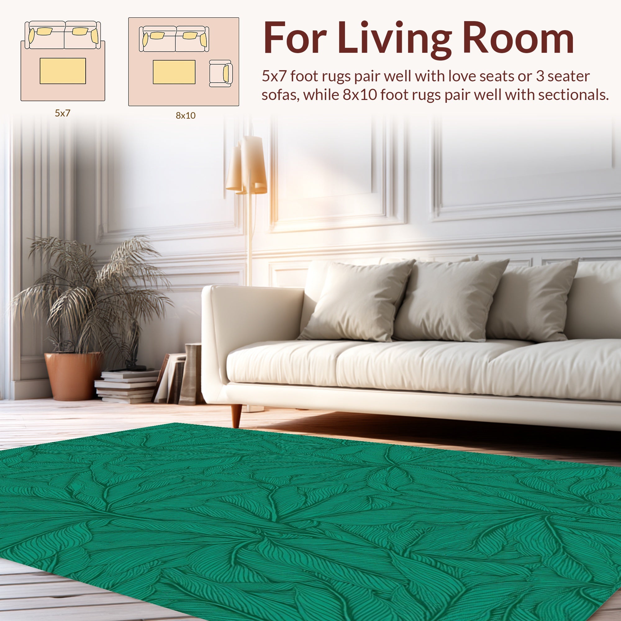 Emerald Leafy Intricate Pattern Rug