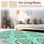 Intricate Teal Medallion Floral Pattern Rug