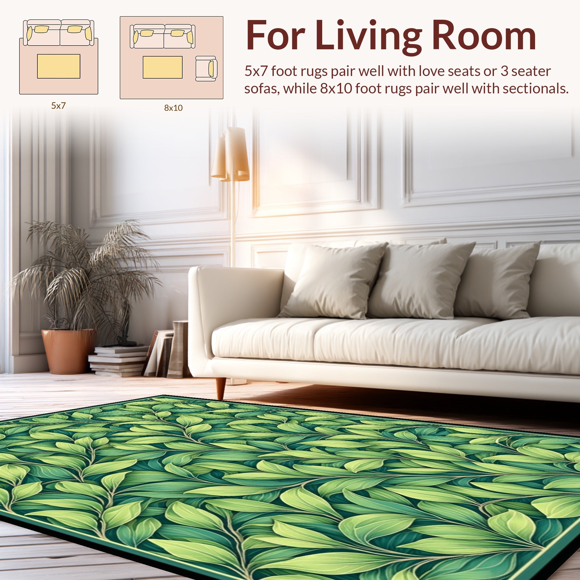 Verdant Leaf Patterned Rug