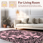 Black Floral Mandala Pattern Pink Rug