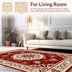 Ornate Floral Medallion Red Rug