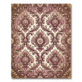 Ornate Mauve Damask Floral Scroll Rug