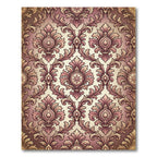 Ornate Mauve Damask Floral Scroll Rug