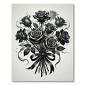 Monochromatic Black Rose Bouquet Ribbon Rug