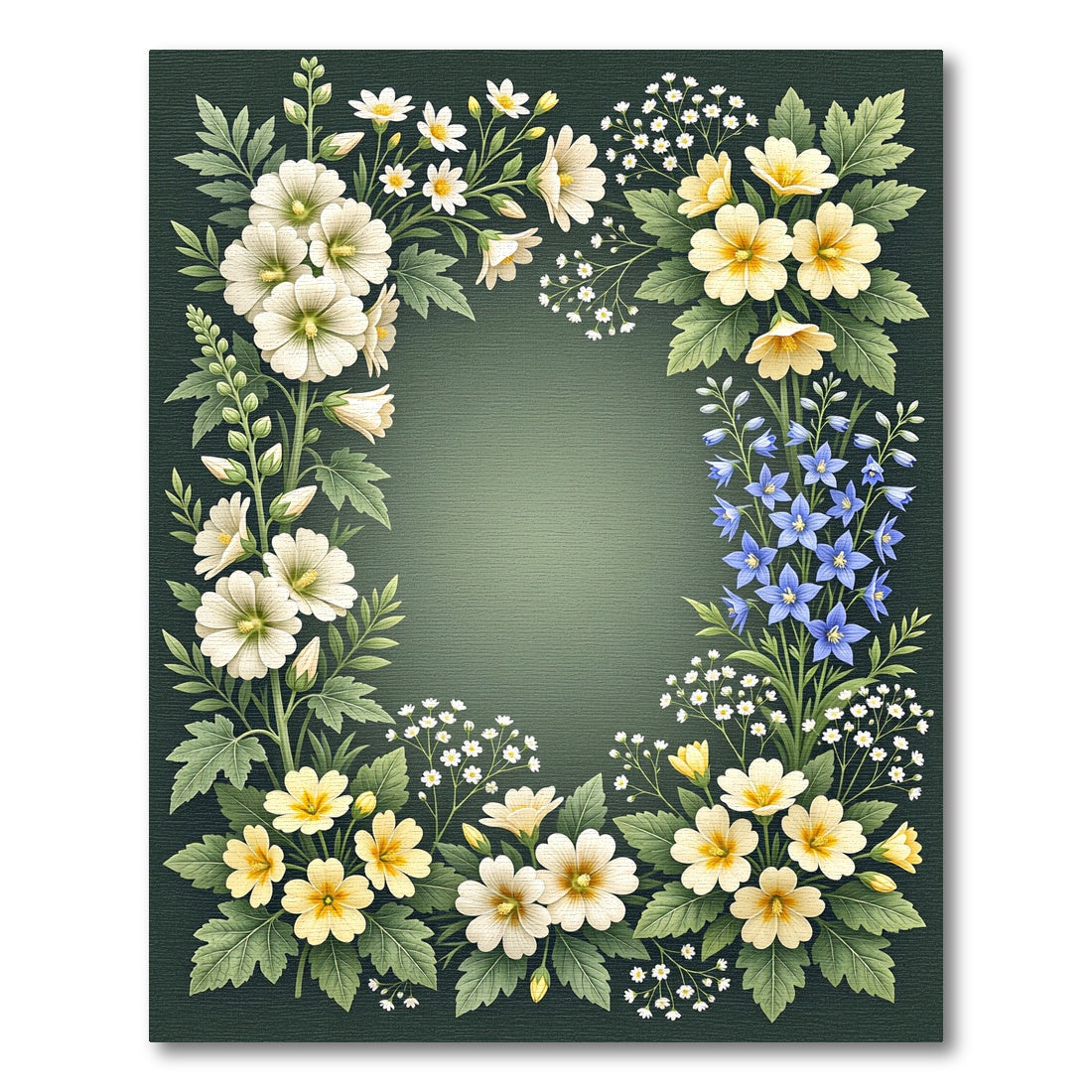 Botanical Meadow Wildflower Cream Green Rug