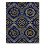 Royal Blue Golden Star Medallion Tile Rug