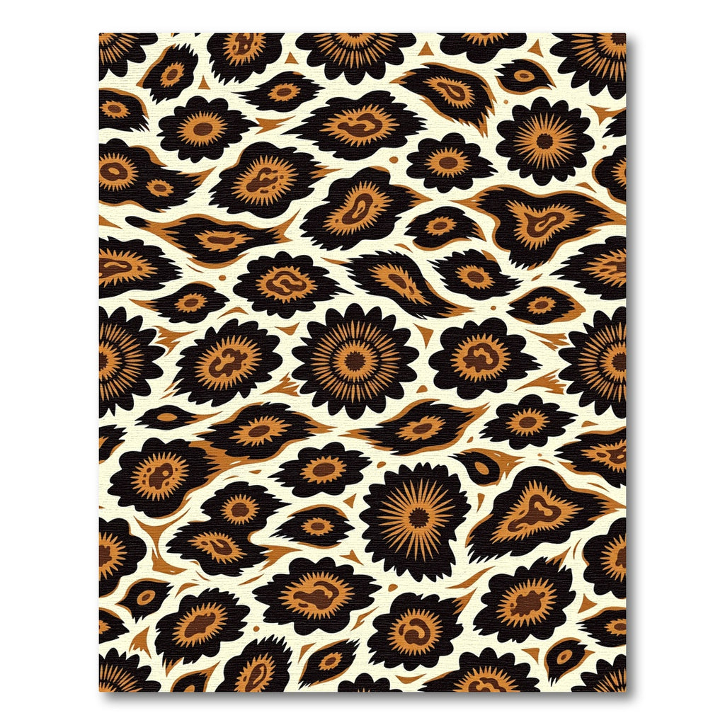 Exotic Gold Black Floral Spots Rug