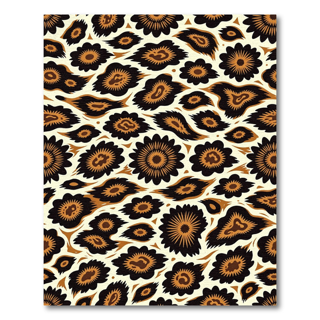 Exotic Gold Black Floral Spots Rug