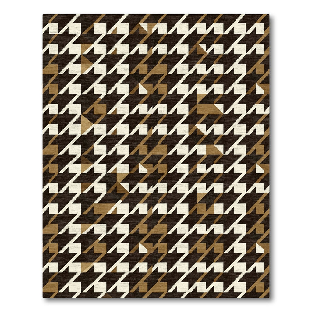 Brown Cream Houndstooth Geometric Rug