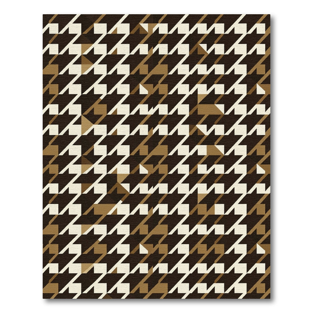 Brown Cream Houndstooth Geometric Rug