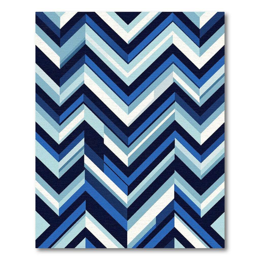 Cool Blue Chevron Geometric Stripes Rug