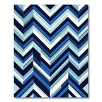 Cool Blue Chevron Geometric Stripes Rug