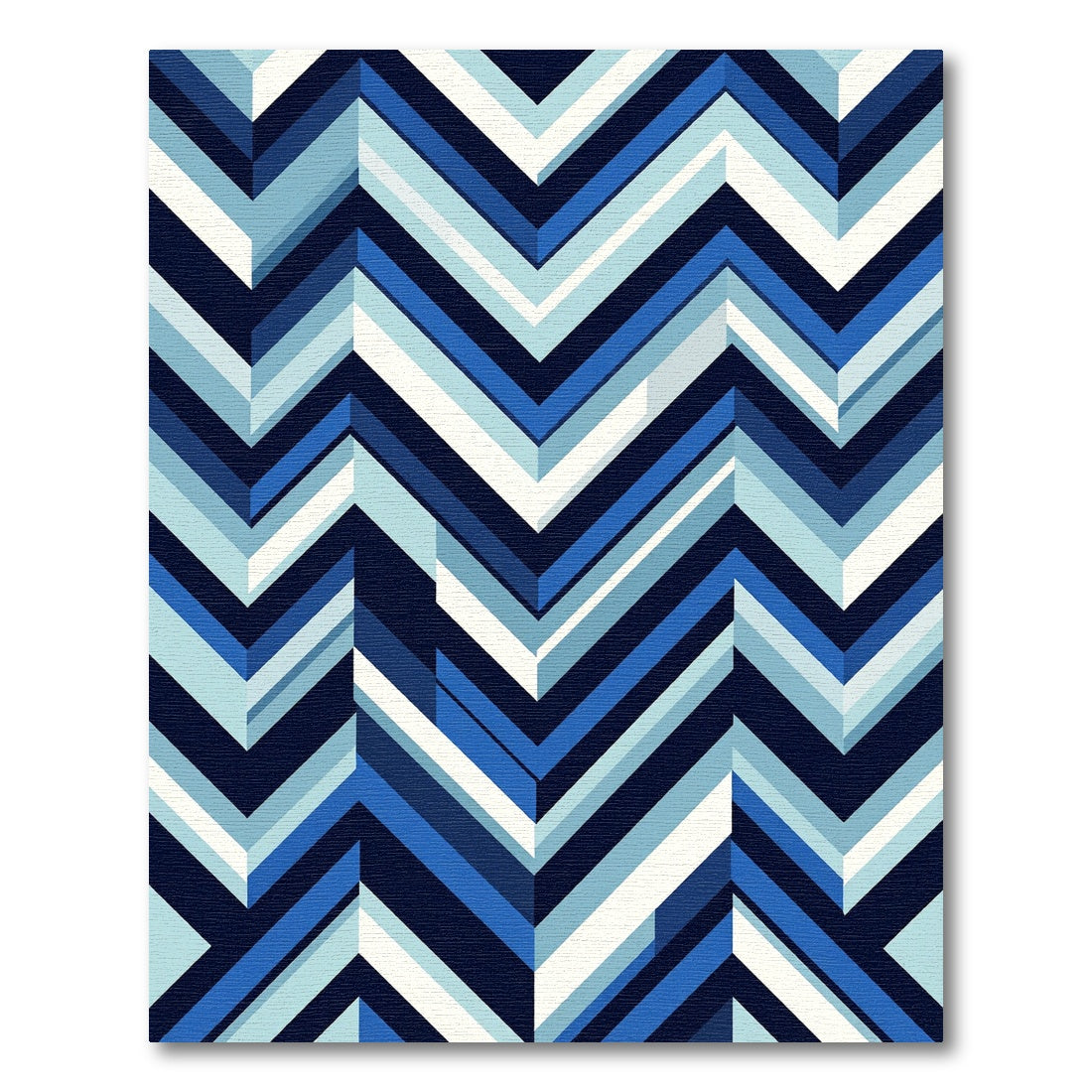 Cool Blue Chevron Geometric Stripes Rug