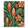 Vibrant Orange Ginger Blossom Tropical Foliage Rug