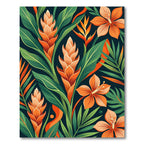 Vibrant Orange Ginger Blossom Tropical Foliage Rug