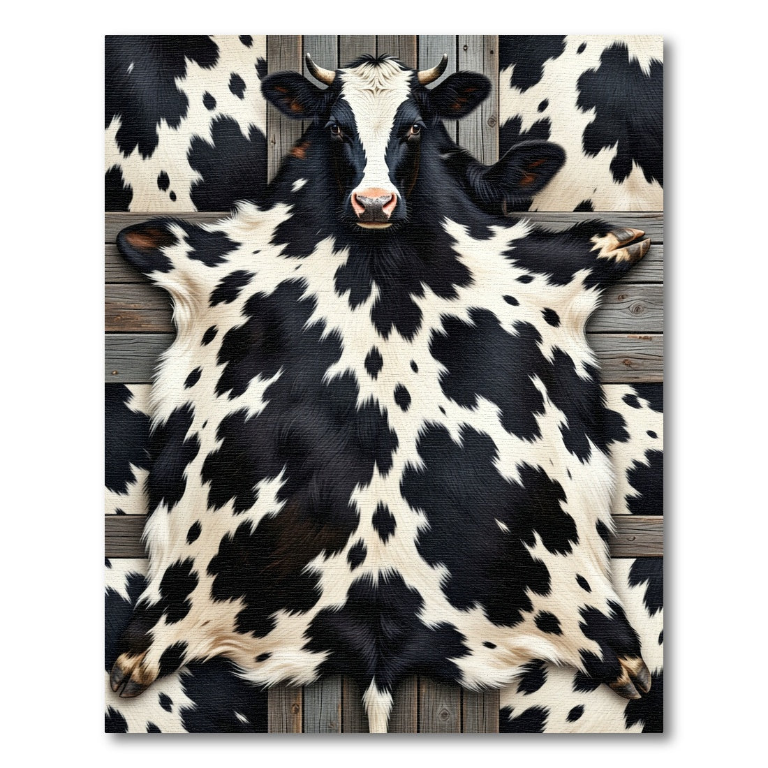 Black and White Spotted Cowhide Rug