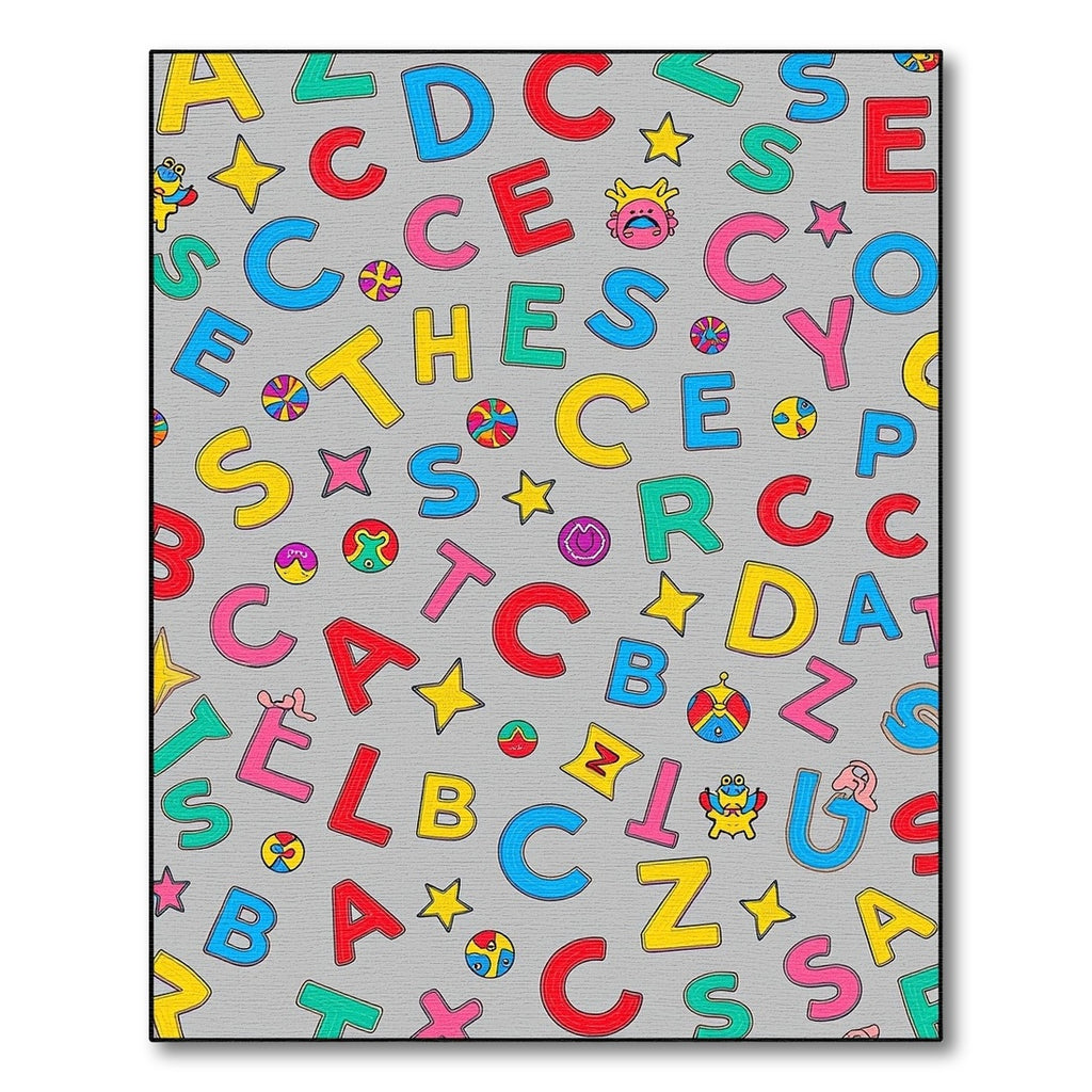 Colorful Alphabet Characters Scattered Composition Rug