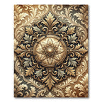 Elegant Golden Ornate Baroque Medallion Rug
