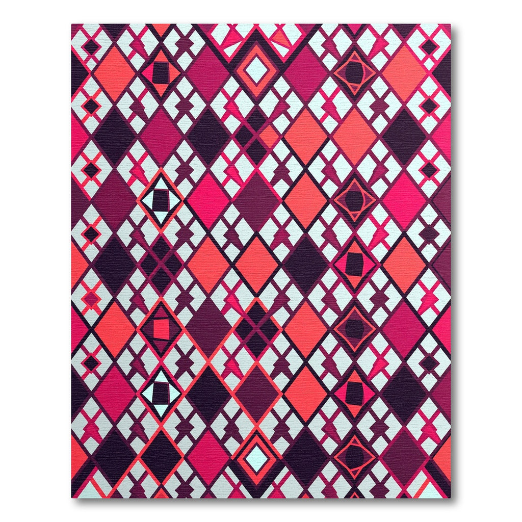 Vibrant Geometric Magenta Argyle Wall Art Rug