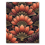 Terracotta Gold Art Deco Floral Rug