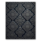 Ornate Quatrefoil Dark Blue Rug