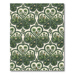 Sage Green Clover Floral Folk Art Rug
