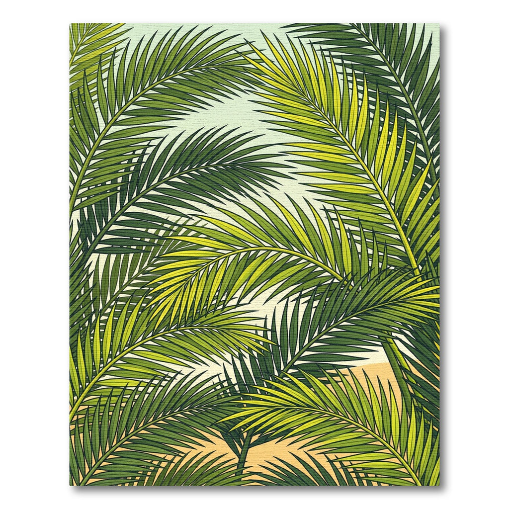 Lush Tropical Palm Frond Foliage Rug