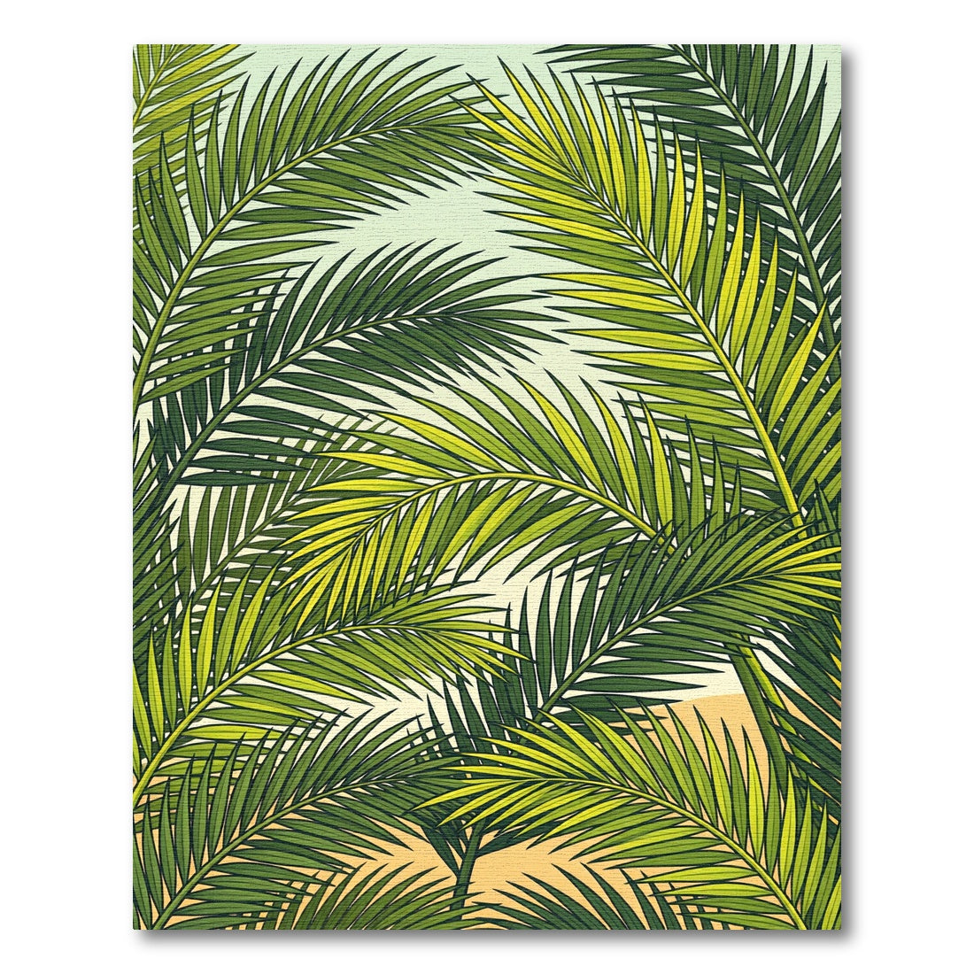 Lush Tropical Palm Frond Foliage Rug