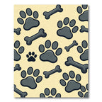 Playful Cream and Charcoal Paw Bones Rug
