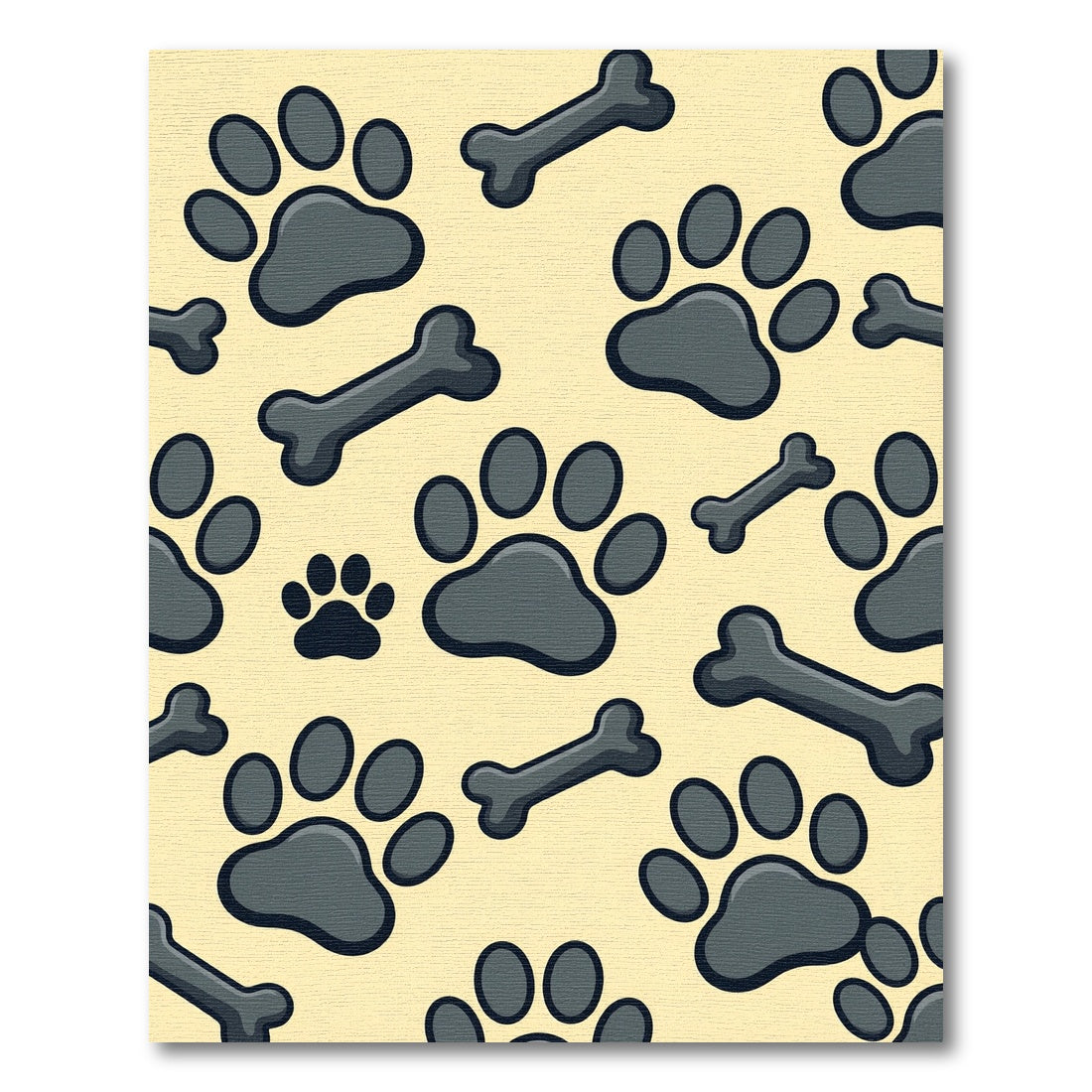Playful Cream and Charcoal Paw Bones Rug