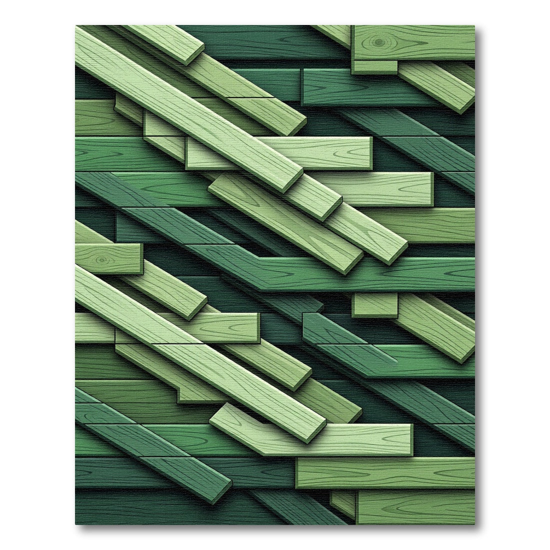 Sage Green Dimensional Wood Plank Rug