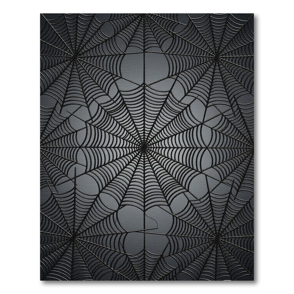 Dark Grey Spiderwebs Geometric Rug
