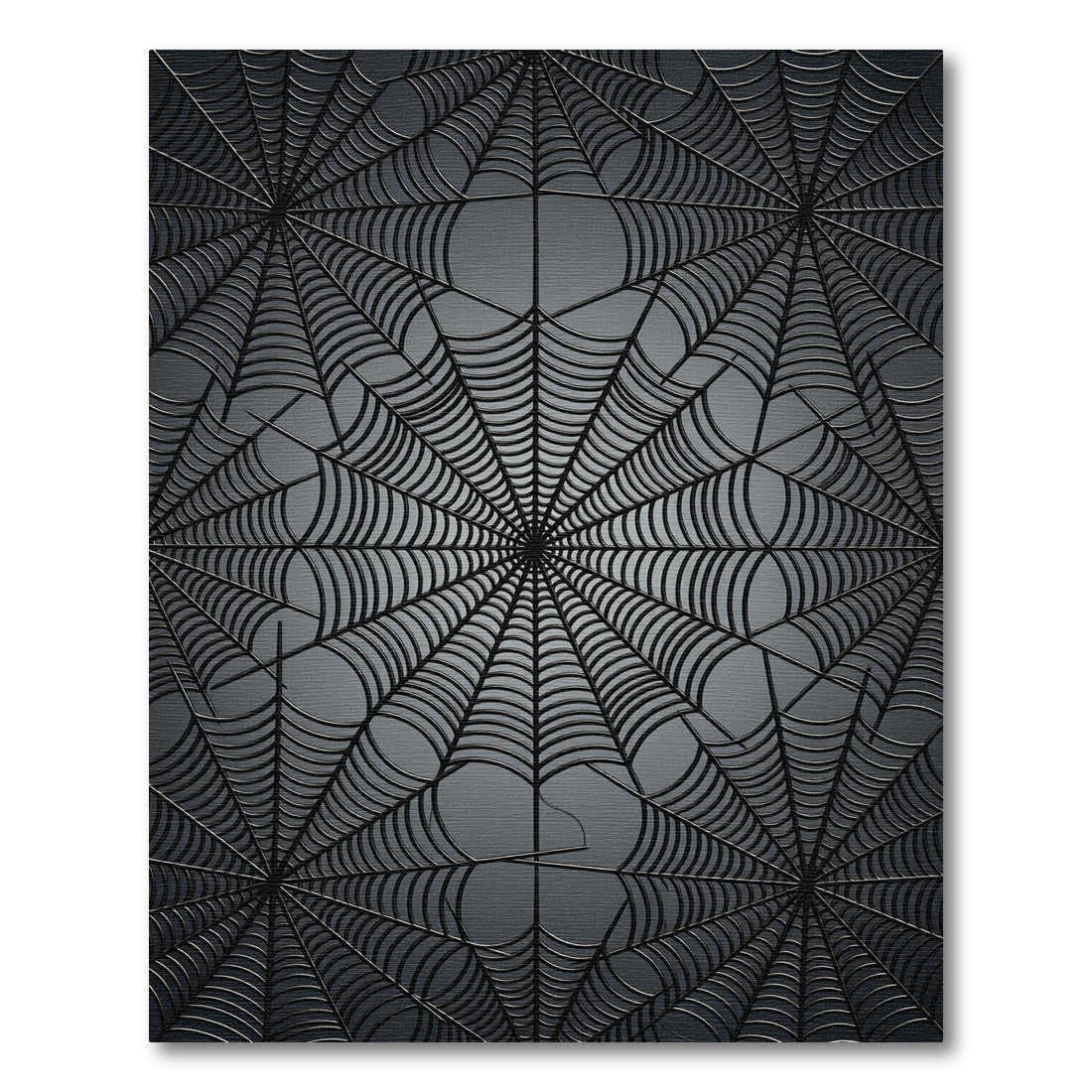 Dark Grey Spiderwebs Geometric Rug