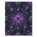 Cyber Circuit Neon Violet Tech Grid Rug